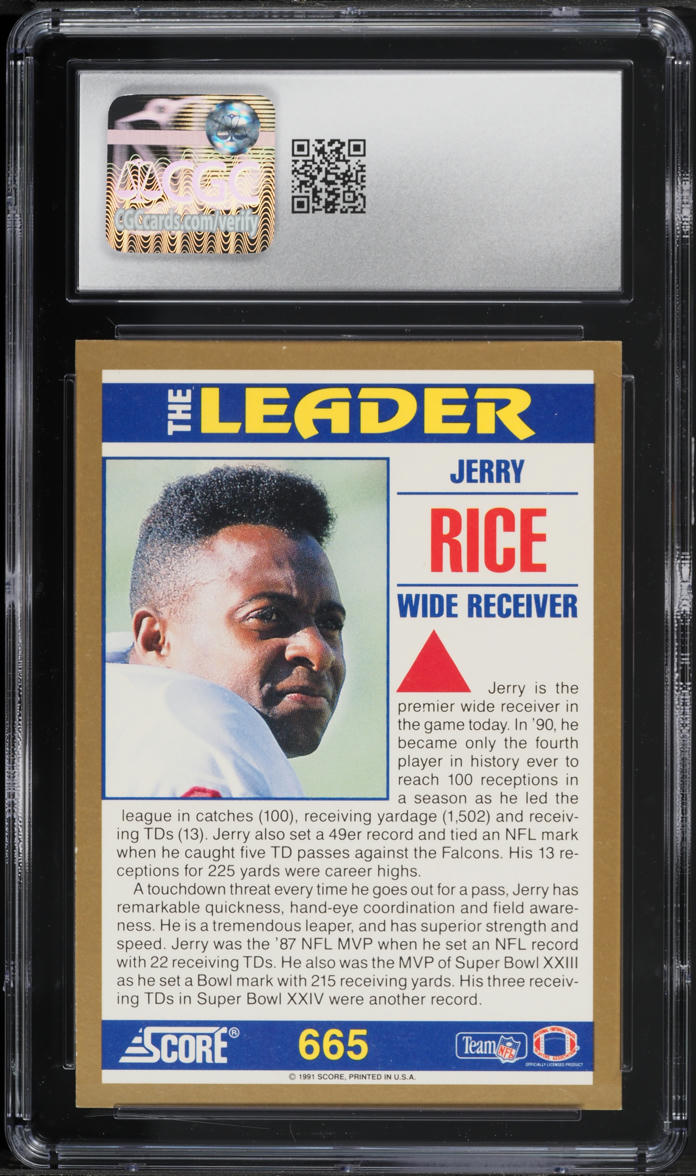 1991 Score Football Jerry Rice #665 CGC 9 MINT