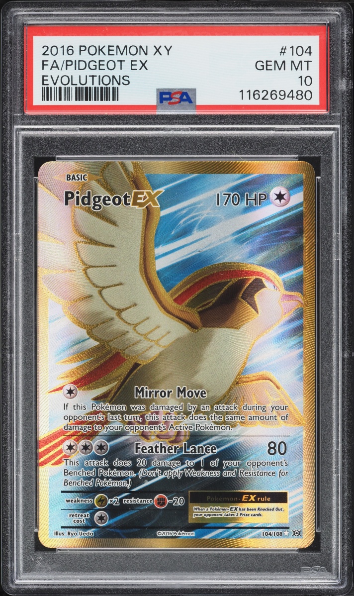 2016 Pokemon XY Evolutions Full Art Pidgeot EX #104 PSA 10 GEM MINT