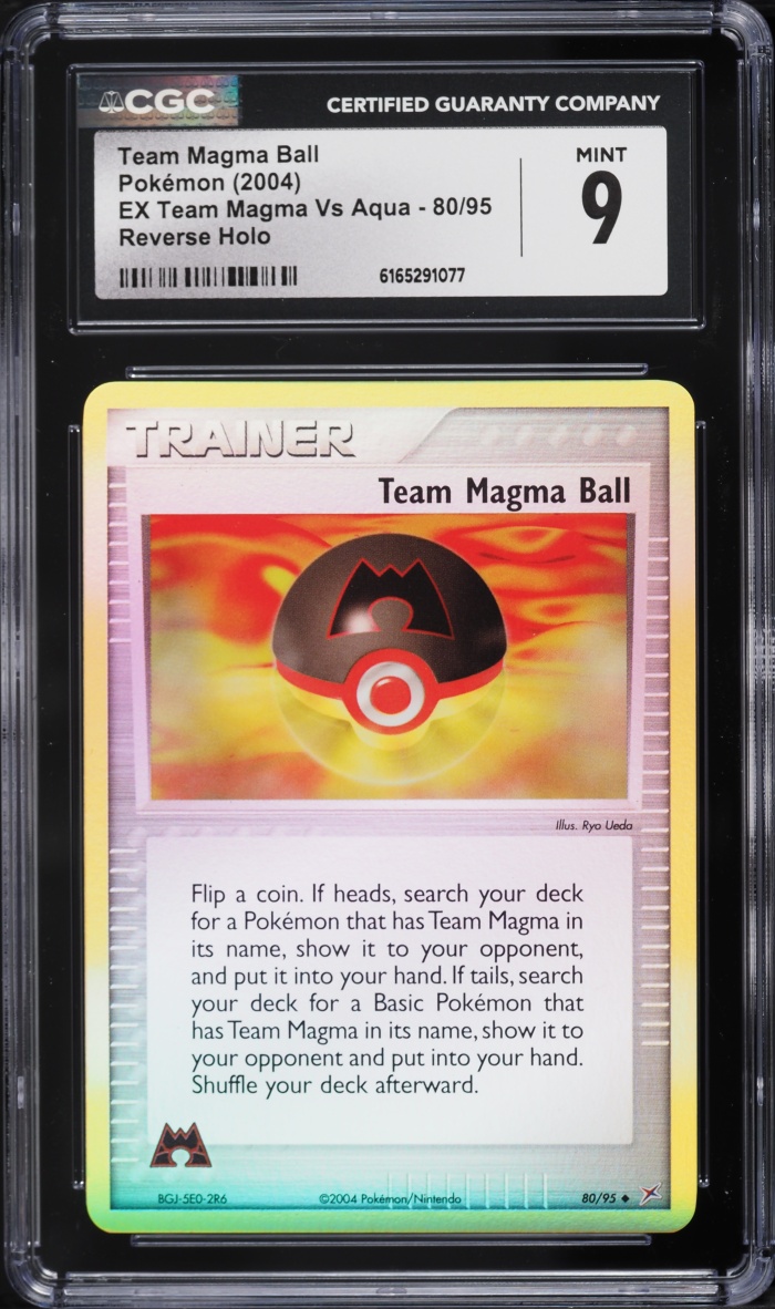 2004 Pokemon EX Team Magma Vs Aqua Reverse Holo Team Magma Ball #80 CGC 9 MINT
