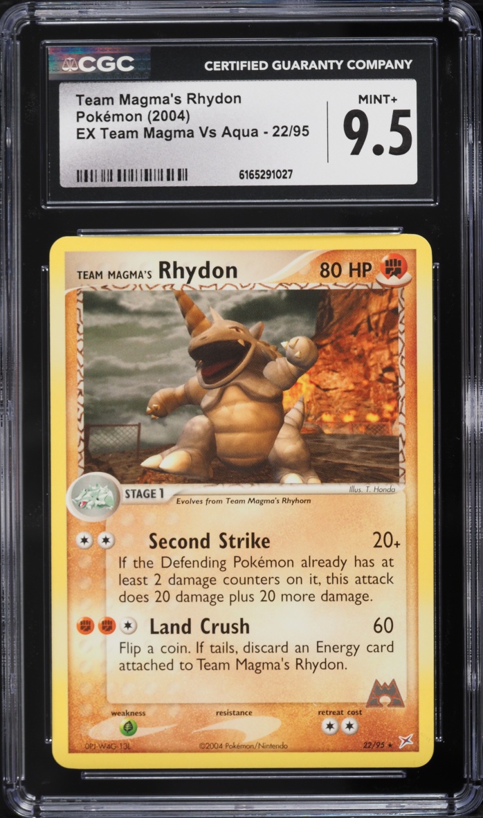 2004 Pokemon EX Team Magma VS Aqua Team Magma's Rhydon #22 CGC 9.5 MINT+