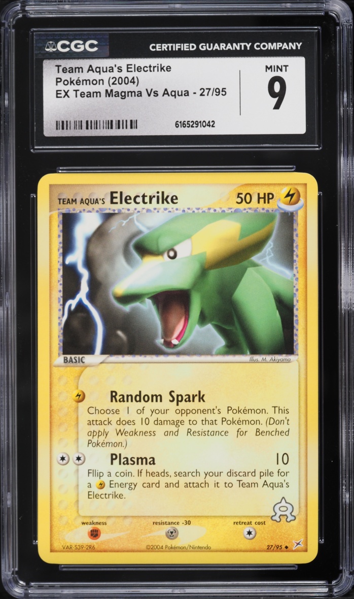 2004 Pokemon EX Team Magma VS Aqua Team Aqua's Electrike #27 CGC 9 MINT