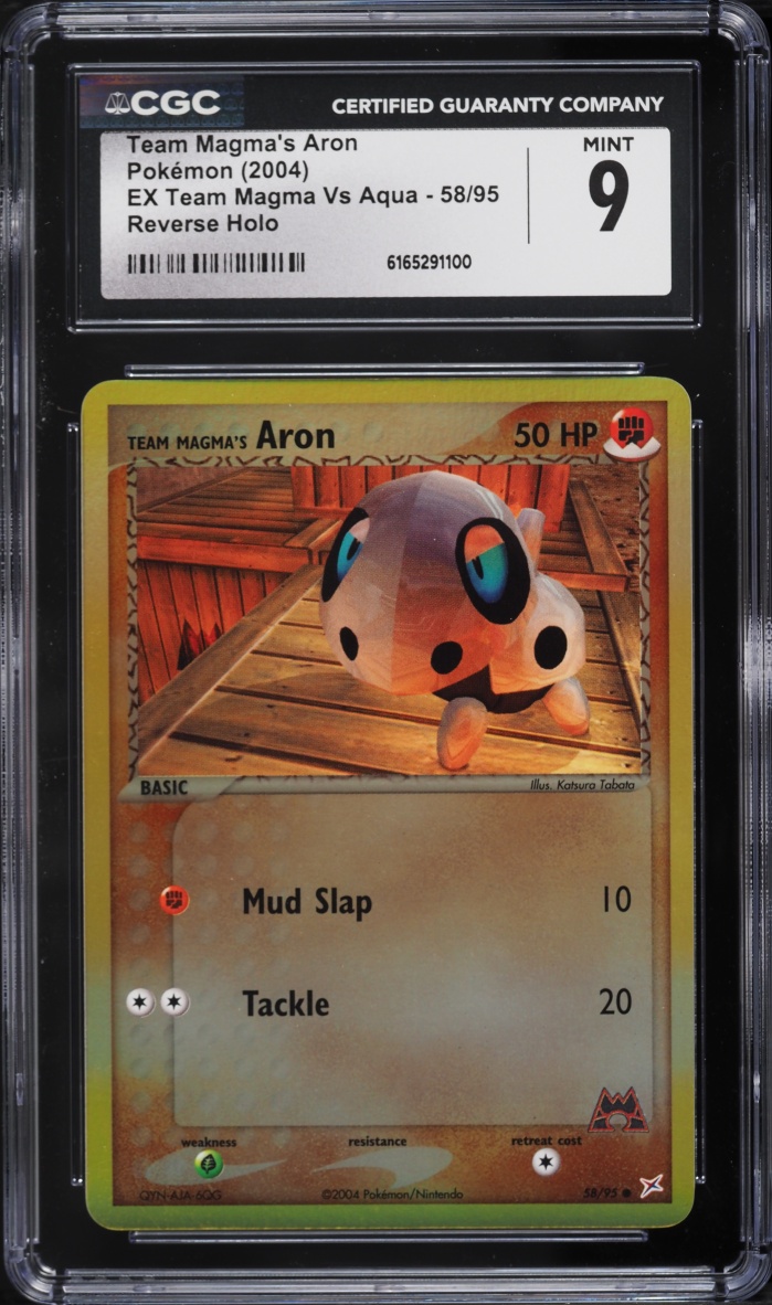 2004 Pokemon Ex Team Magma Vs Aqua Reverse Holo Team Magma's Aron #58 CGC 9 MINT