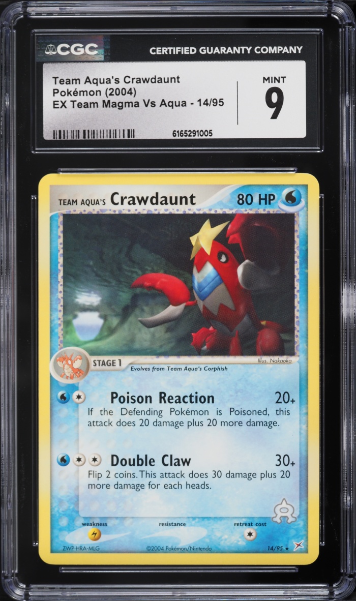 2004 Pokemon EX Team Magma Vs Aqua Team Aqua's Crawdaunt #14 CGC 9 MINT
