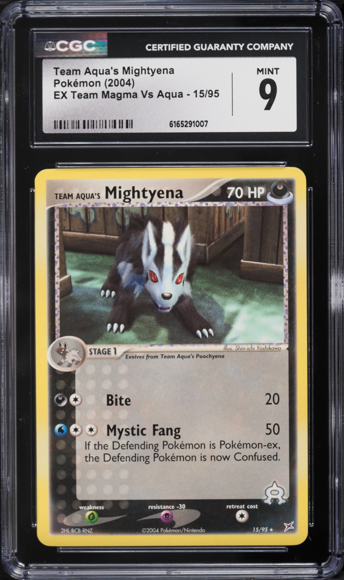 2004 Pokemon EX Team Magma VS Aqua Team Aqua's Mightyena #15 CGC 9 MINT