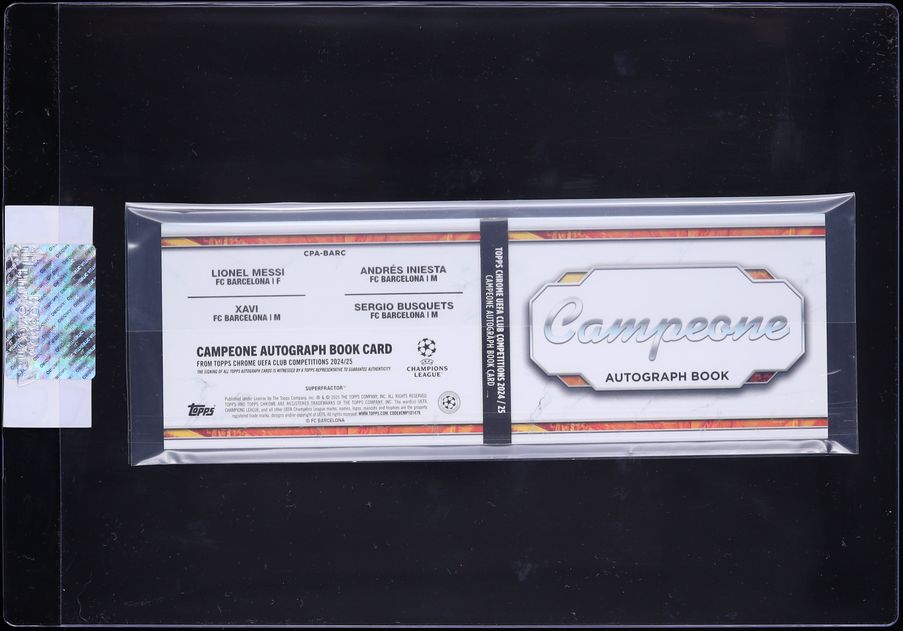 2024 Topps Chrome UEFA Campeone Book Superfractor Xavi Busquets Messi Iniesta AUTO 1/1 CGC AUTH