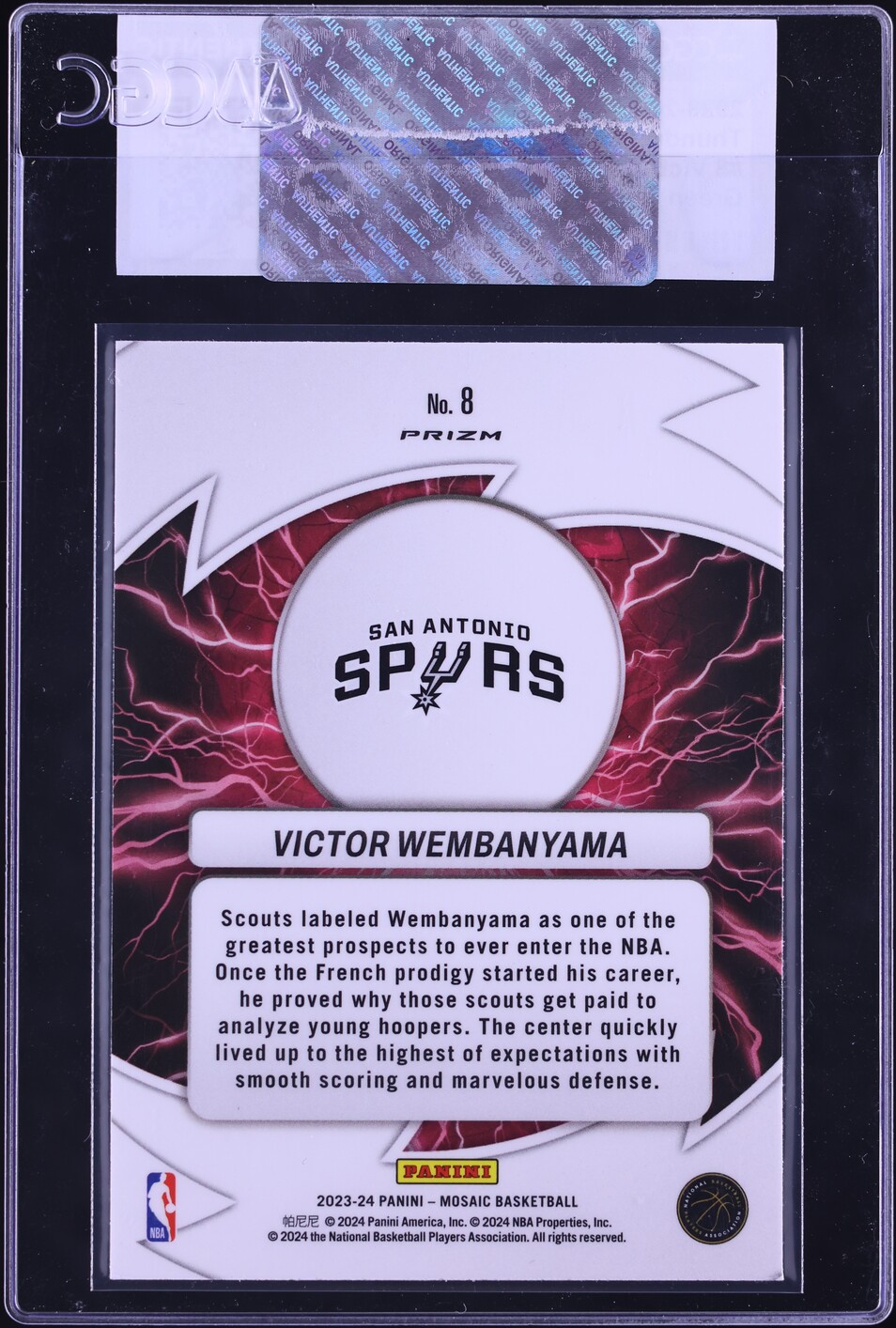 2023 Panini Mosaic Thunder Road Green Victor Wembanyama ROOKIE #8 CGC AUTH