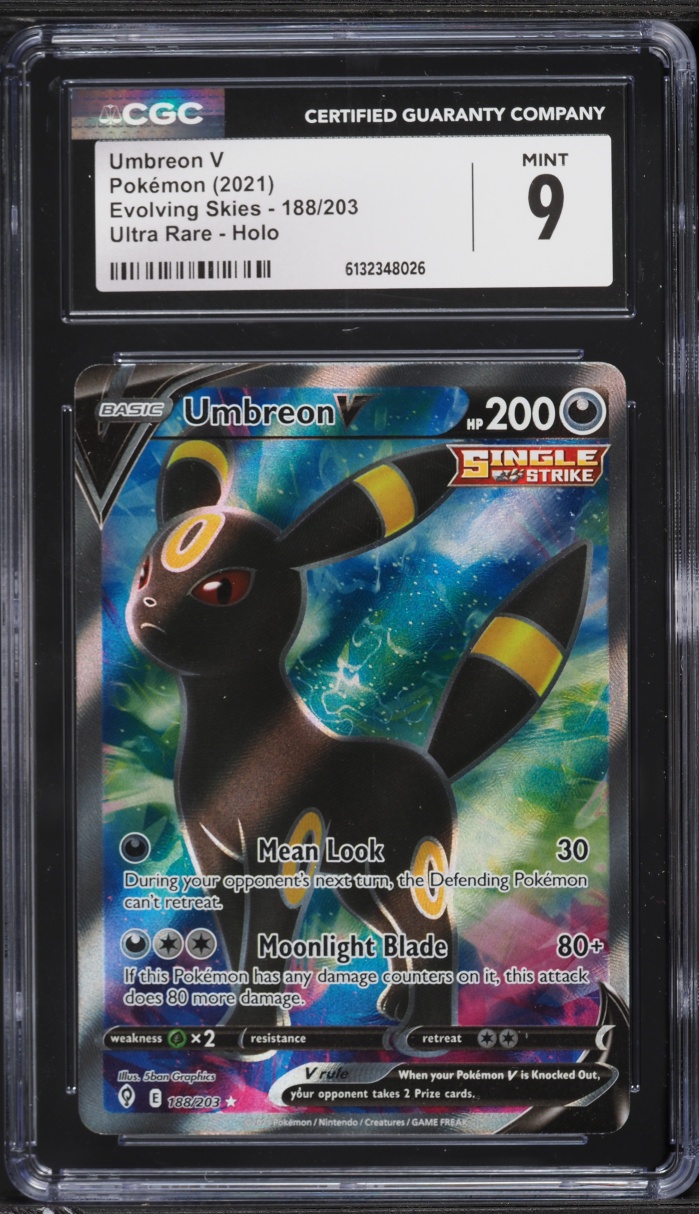 2021 Pokemon Sword & Shield Evolving Skies Full Art Umbreon V #188 CGC 9 MINT