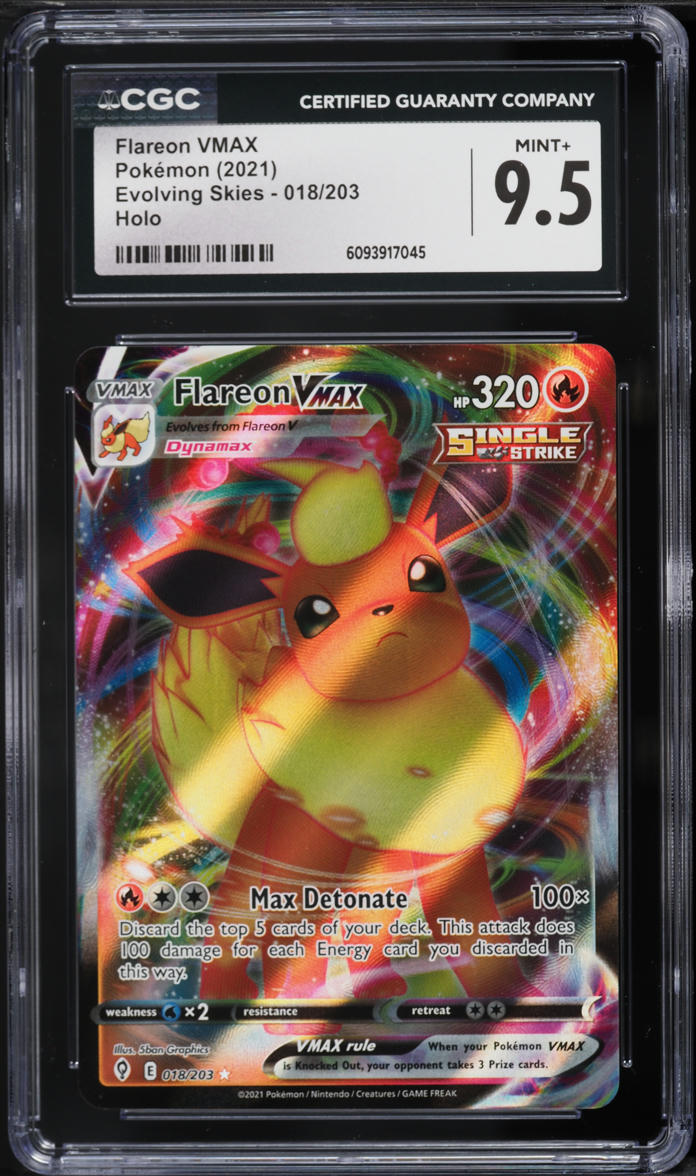 2021 Pokemon Sword & Shield Evolving Skies Full Art Flareon VMAX #18 CGC 9.5 MINT+