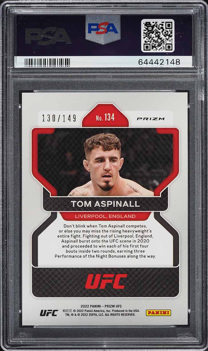 2022 Panini Prizm UFC Purple Tom Aspinall ROOKIE /149 #134 PSA 10 GEM MINT