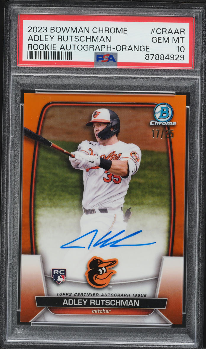 2023 Bowman Chrome Orange Refractor Adley Rutschman ROOKIE AUTO /25 #CRA-AR PSA 10 GEM MINT