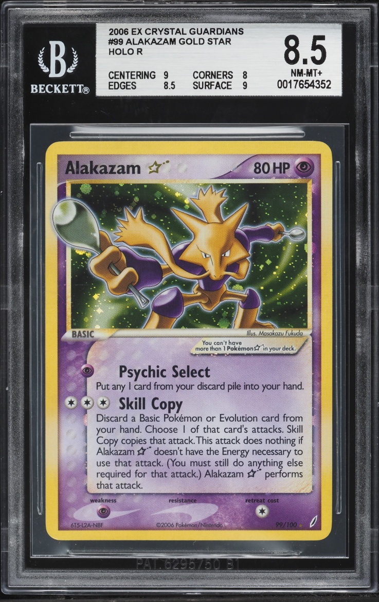 2006 Pokemon EX Crystal Guardians Holo Alakazam Gold Star #99 BGS 8.5 NM-MT+