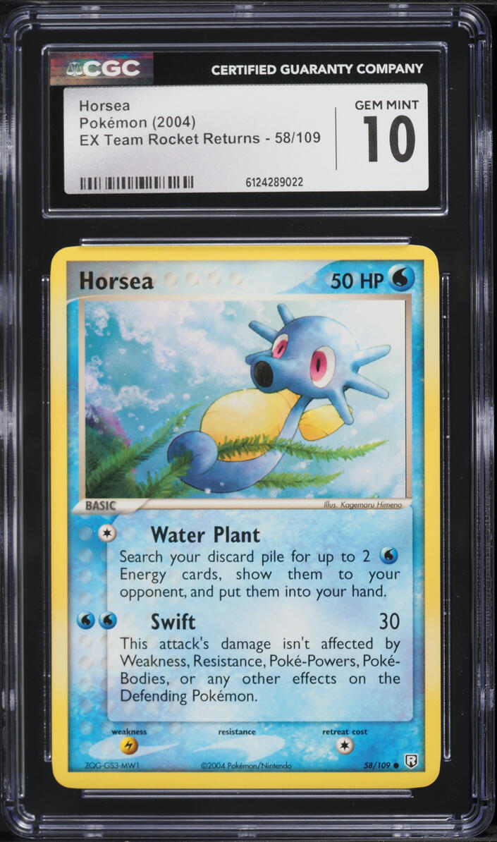 2004 Pokemon EX Team Rocket Returns Horsea #58 CGC 10 GEM MINT