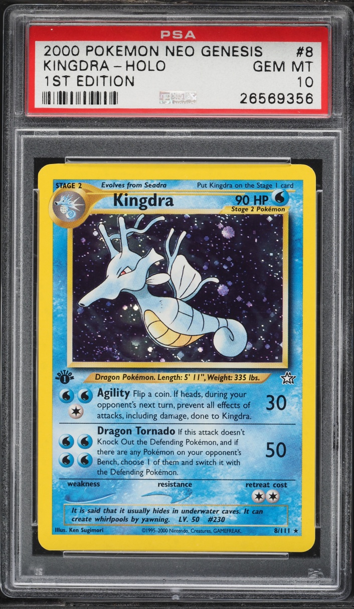 2000 Pokemon Neo Genesis 1st Edition Holo Kingdra #8 PSA 10 GEM MINT