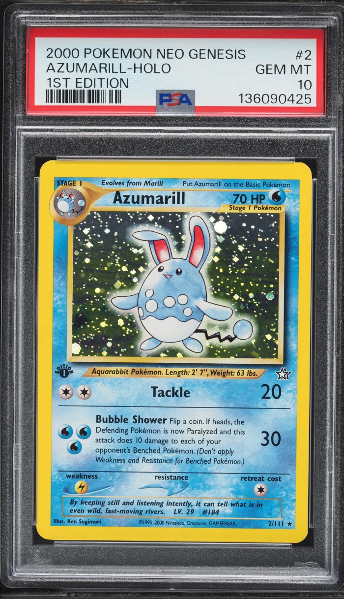 2000 Pokemon Neo Genesis 1st Edition Holo Azumarill #2 PSA 10 GEM MINT