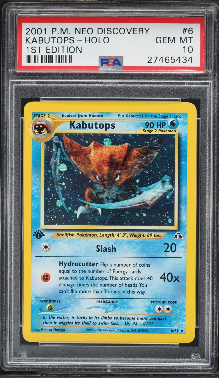2001 Pokemon Neo Discovery 1st Edition Holo Kabutops #6 PSA 10 GEM MINT