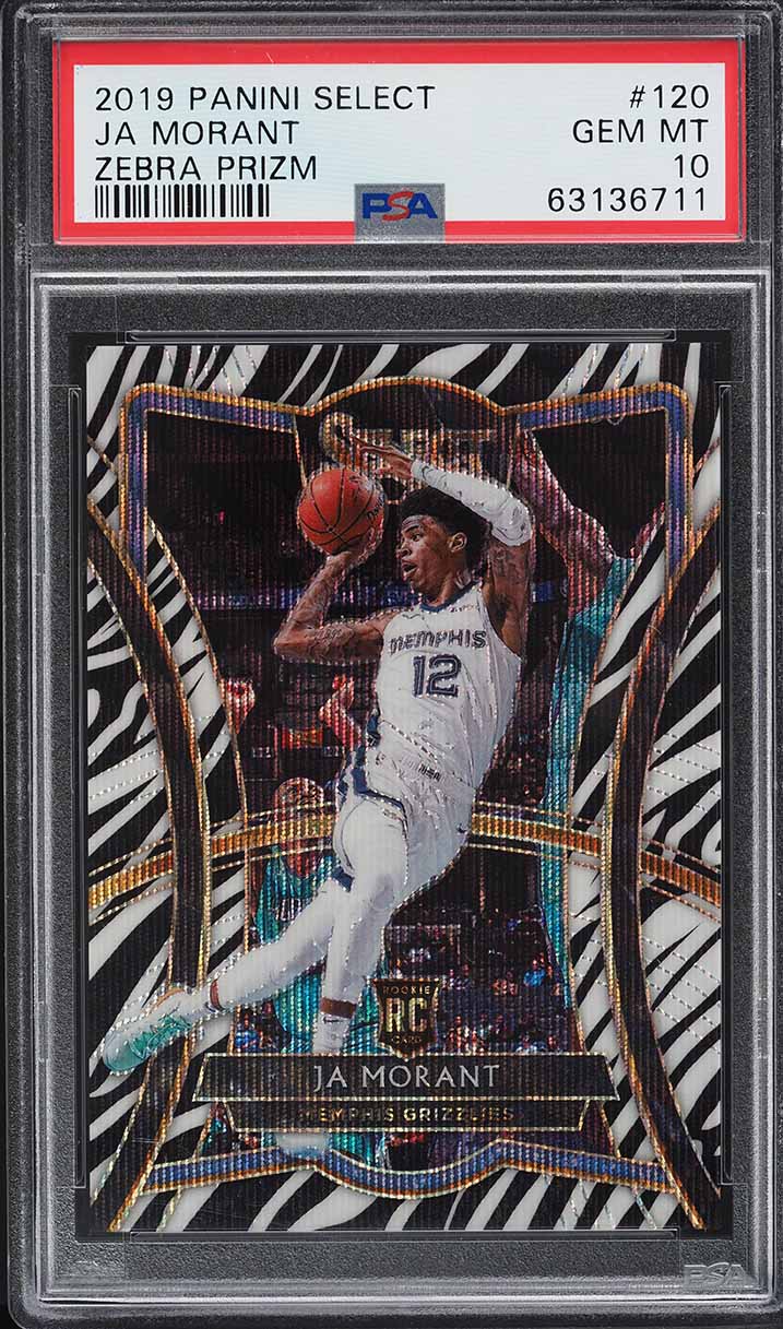 2019 Select Premier Level Zebra Prizm Ja Morant ROOKIE #120 PSA 10 GEM ...