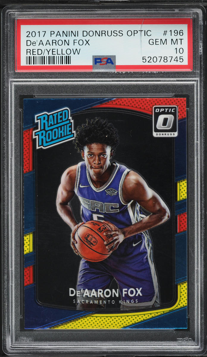 2017 Donruss Optic Red & Yellow De'Aaron Fox ROOKIE #196 PSA 10 GEM MINT