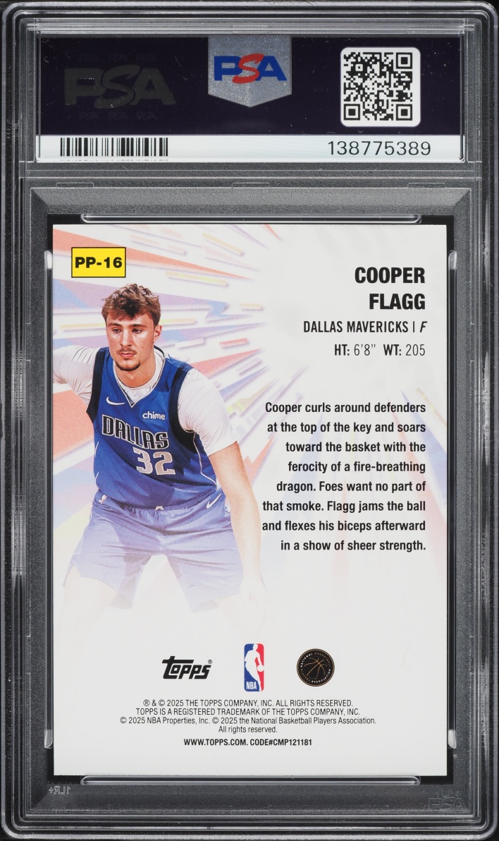 2025 Topps Power Players Cooper Flagg ROOKIE #PP-16 PSA 10 GEM MINT