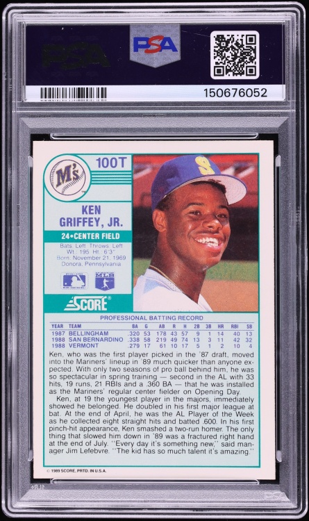 1989 Score Traded Ken Griffey Jr. ROOKIE #100T PSA 9 MINT