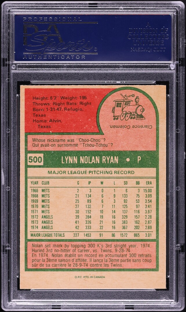 1975 Topps NOLAN RYAN PSA 8 ビンテージ エンゼルス 1975 Topps Nolan Ryan | PSA CardFacts®