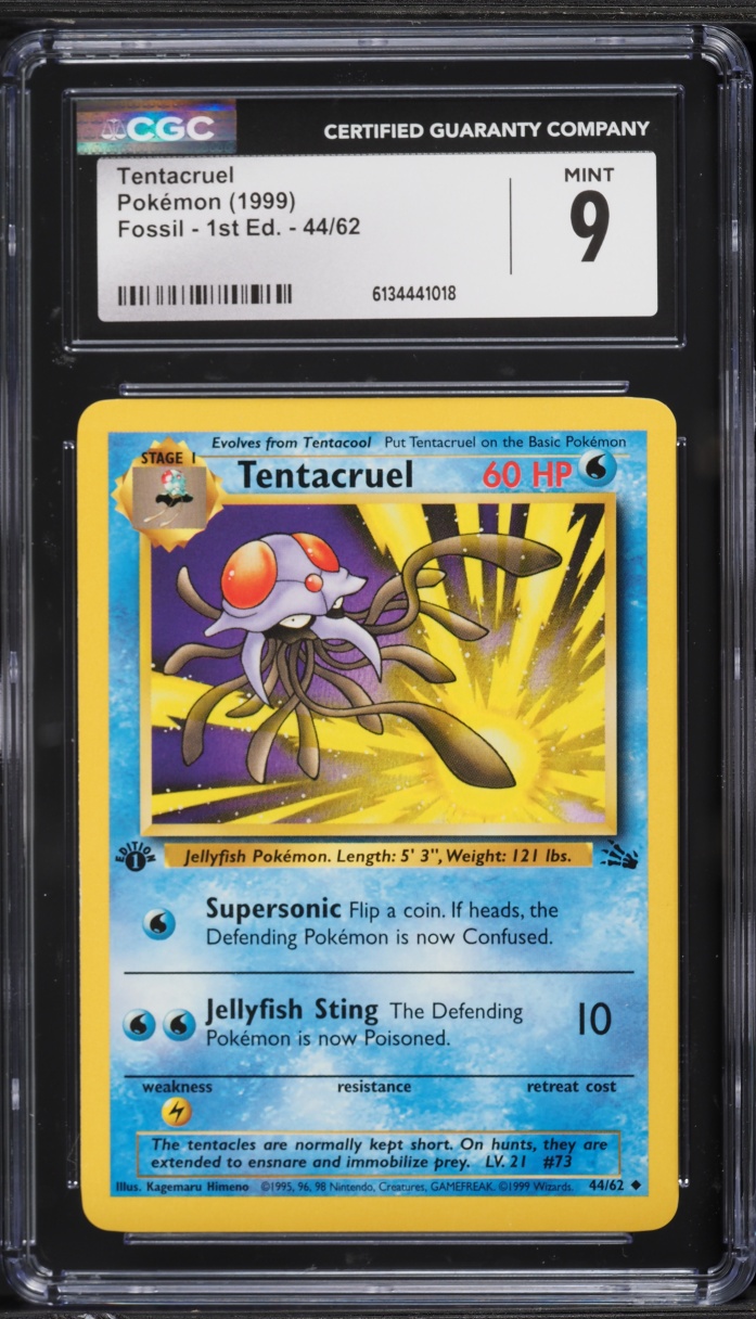 1999 Pokemon Fossil 1st Edition Tentacruel #44 CGC 9 MINT