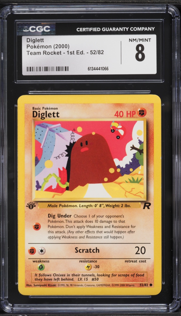2000 Pokemon Team Rocket 1st Edition Diglett #52 CGC 8 NM-MT