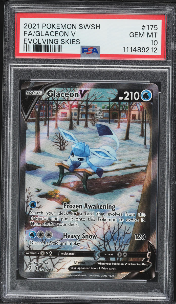 2021 Pokemon Sword & Shield Evolving Skies Alt Art Glaceon V #175 PSA 10 GEM MINT