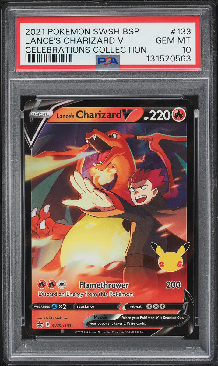 2021 Pokemon SWSH Promo Celebrations Full Art Lance's Charizard V #133 PSA 10 GEM MINT