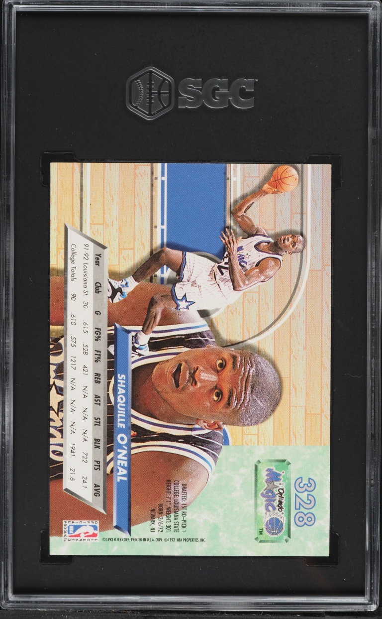 1992 Ultra Basketball Shaquille O'Neal ROOKIE #328 SGC 9 MINT