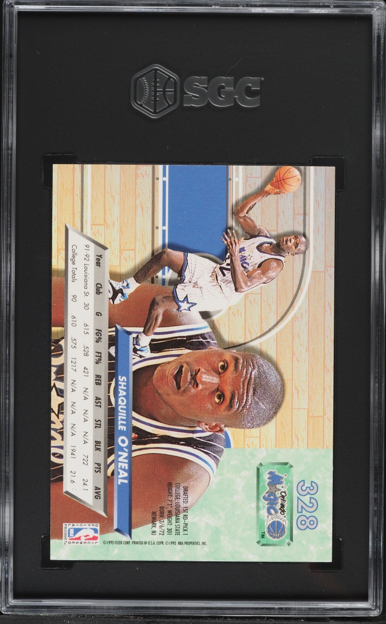 1992 Ultra Basketball Shaquille O'Neal ROOKIE #328 SGC 9 MINT
