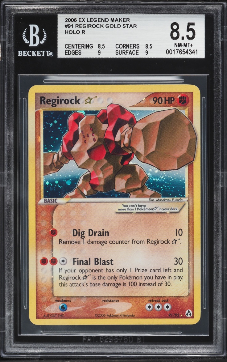 2006 Pokemon EX Legend Maker Holo Regirock Gold Star #91 BGS 8.5 NM-MT+