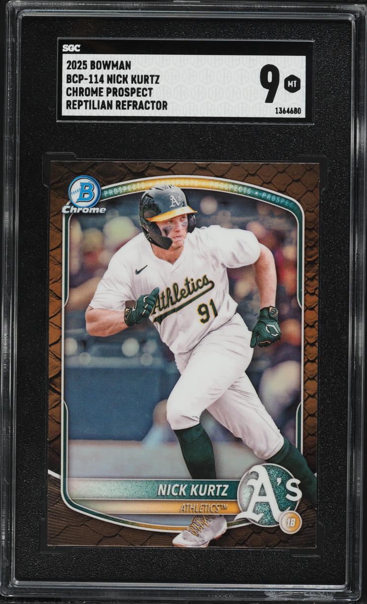 2025 Bowman Chrome Reptilian Refractor Nick Kurtz PROSPECT #BCP-114 SGC 9 MINT