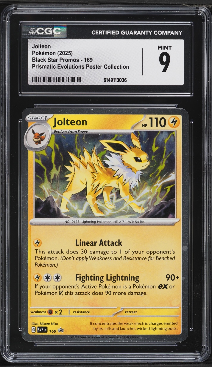 2025 Pokemon Scarlet & Violet Promo Prismatic Evolutions Poster Jolteon #169 CGC 9 MINT