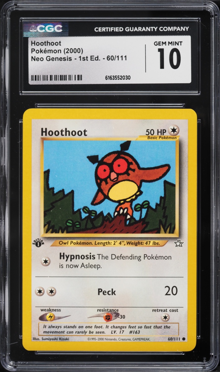 2000 Pokemon Neo Genesis 1st Edition Hoothoot #60 CGC 10 GEM MINT