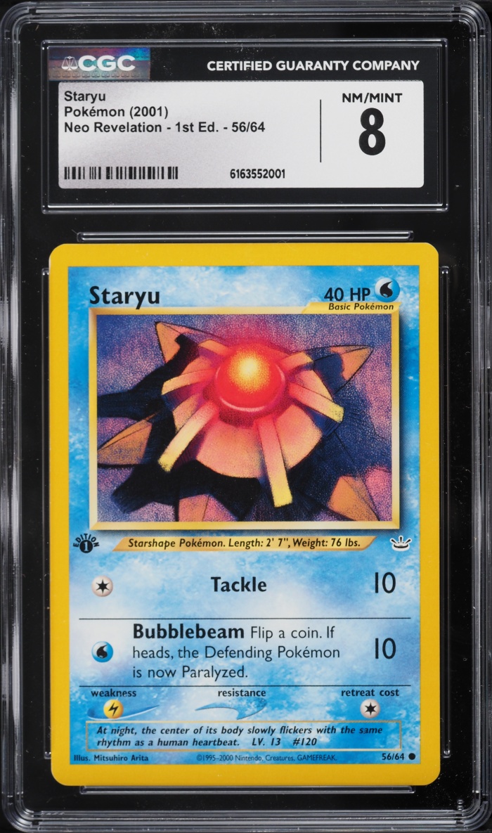 2001 Pokemon Neo Revelation 1st Edition Staryu #56 CGC 8 NM-MT