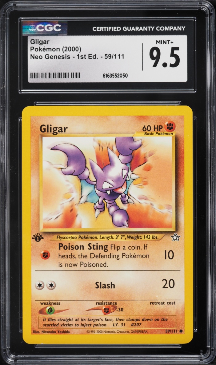 2000 Pokemon Neo Genesis 1st Edition Gligar #59 CGC 9.5 MINT+