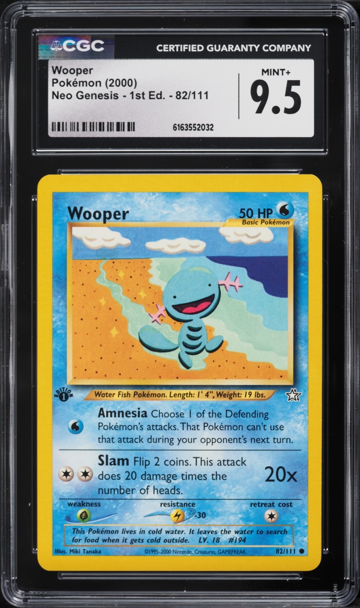 2000 Pokemon Neo Genesis 1st Edition Wooper #82 CGC 9.5 MINT+