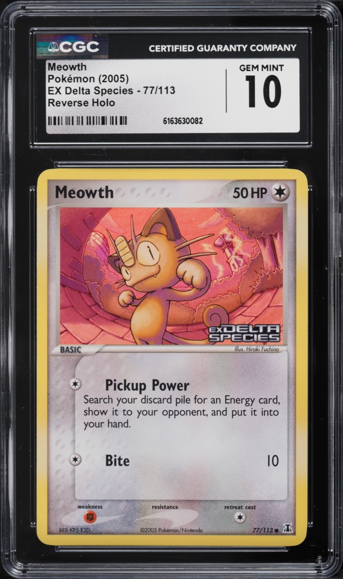 2005 Pokemon EX Delta Species Reverse Holo Meowth #77 CGC 10 GEM MINT