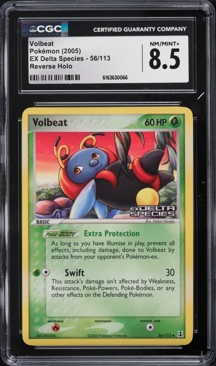 2005 Pokemon EX Delta Species Reverse Holo Volbeat #56 CGC 8.5 NM-MT+