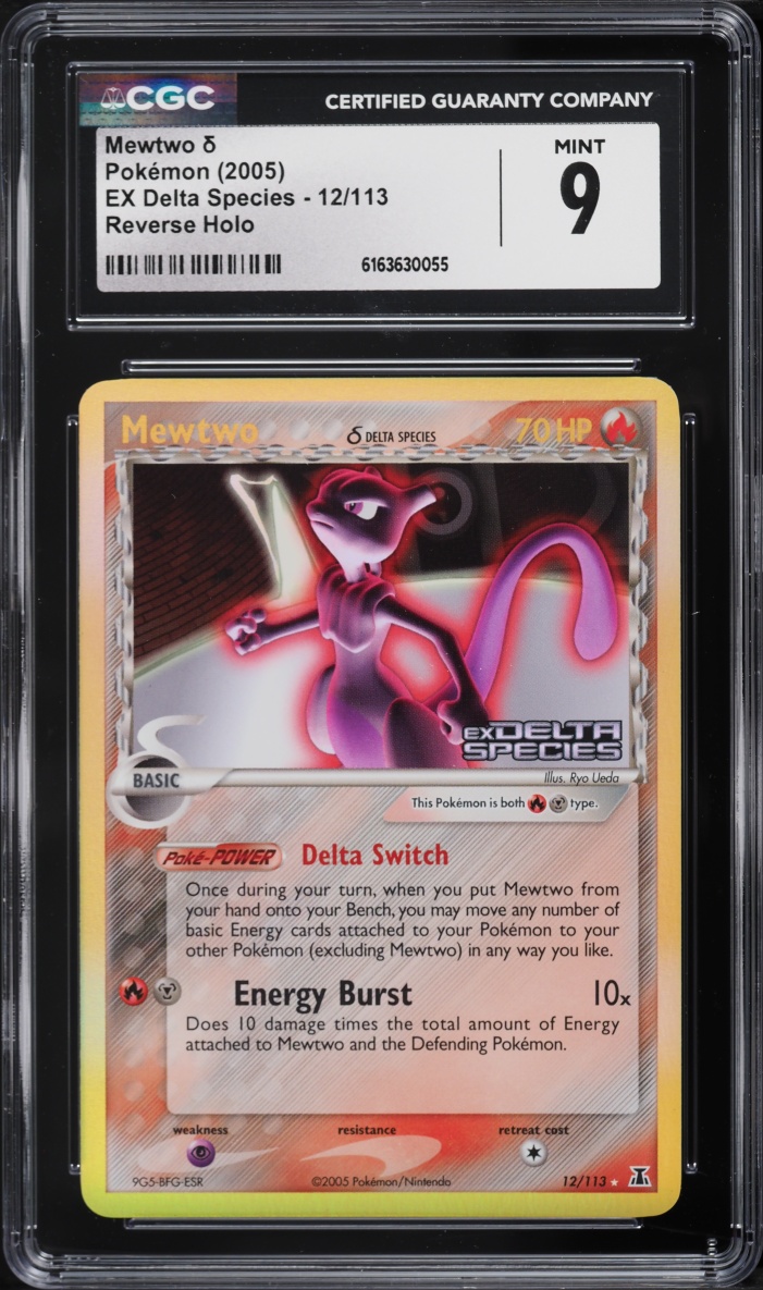 2005 Pokemon EX Delta Species Reverse Holo Mewtwo #12 CGC 9 MINT