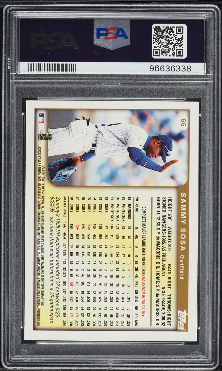1999 Topps Sammy Sosa #66 PSA 9 MINT