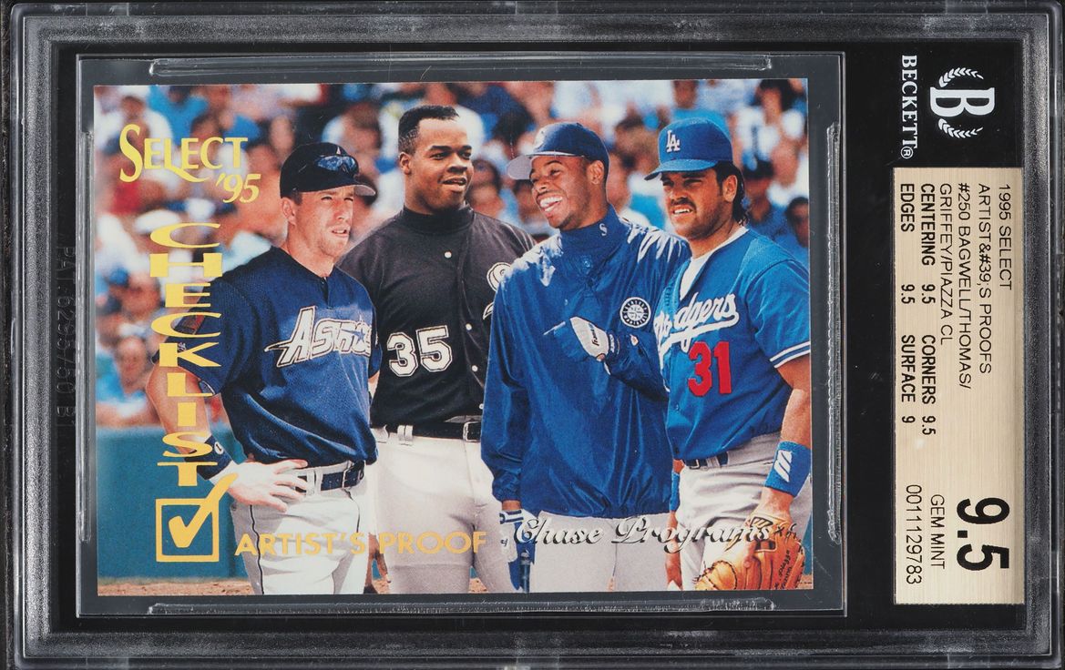 1995 Select Artist's Proofs Jeff Bagwell Frank Thomas Ken Griffey Jr. Mike Piazza #250 BGS 9.5