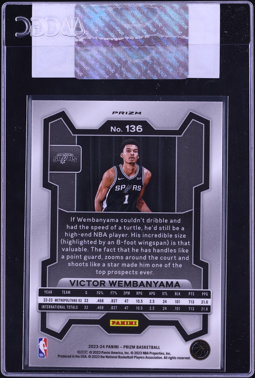 2023 Panini Prizm Ice Victor Wembanyama ROOKIE #136 CGC AUTH