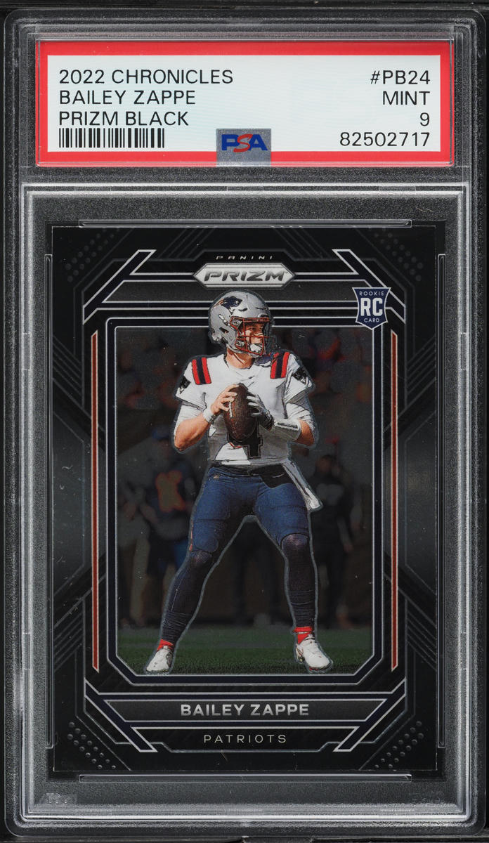 2022 Panini Chronicles Prizm Black Bailey Zappe ROOKIE #PB-24 PSA 9 MINT