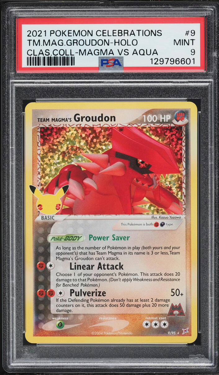 2021 Pokemon Sword & Shield Celebrations Classic Holo Team Magma's Groudon #9 PSA 9 MINT