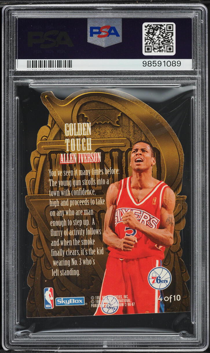 1996 Skybox Premium Basketball Golden Touch Allen Iverson ROOKIE #4 PSA 9 MINT