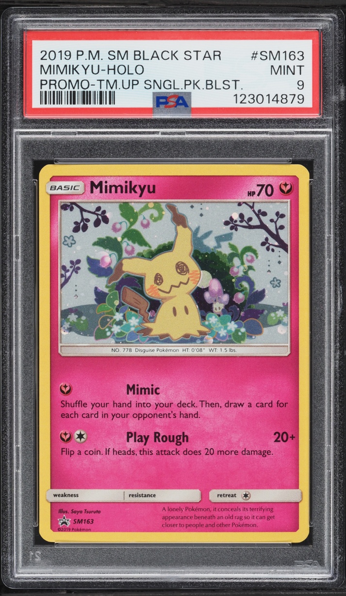2019 Pokemon Sun & Moon Black Star Promo Team Up Holo Mimikyu #SM163 PSA 9 MINT