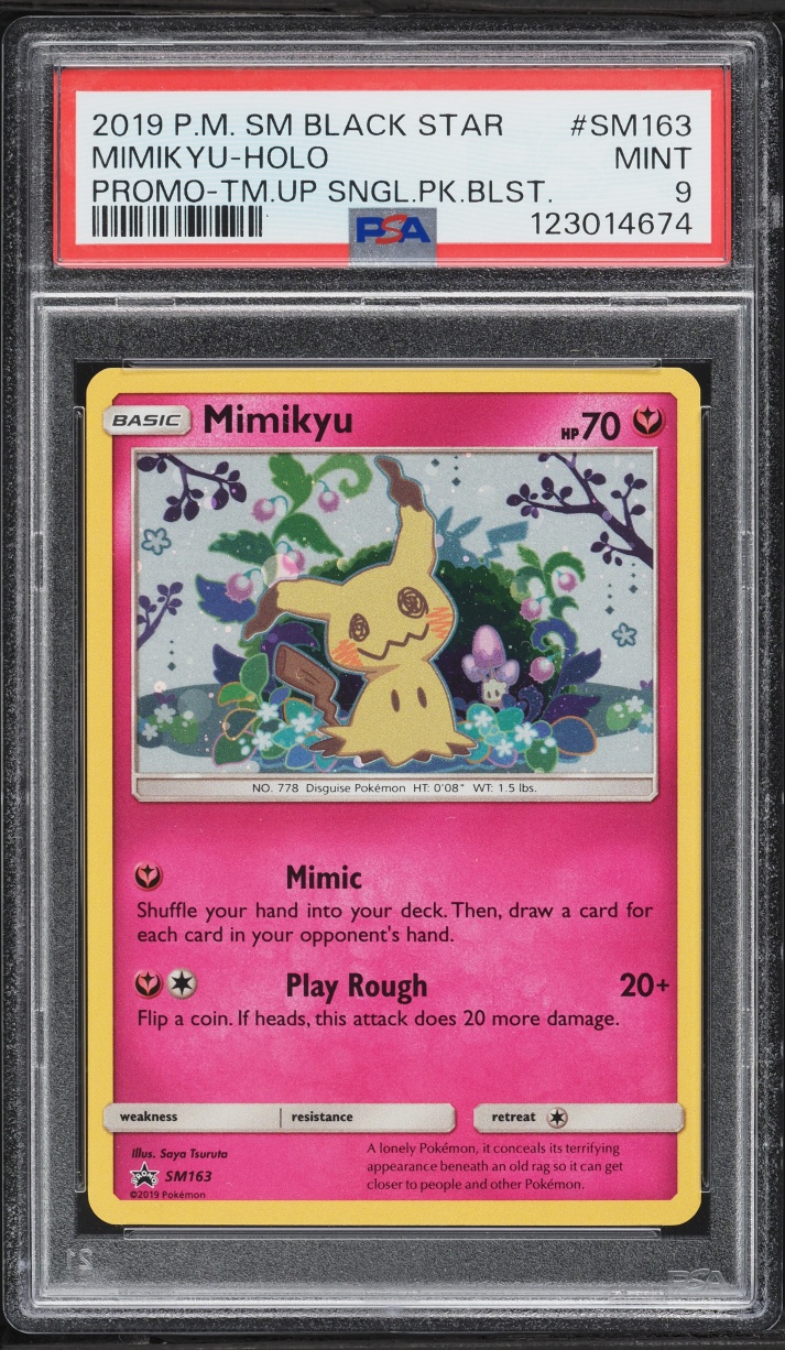 2019 Pokemon Sun & Moon Black Star Promo Team Up Holo Mimikyu #SM163 PSA 9 MINT