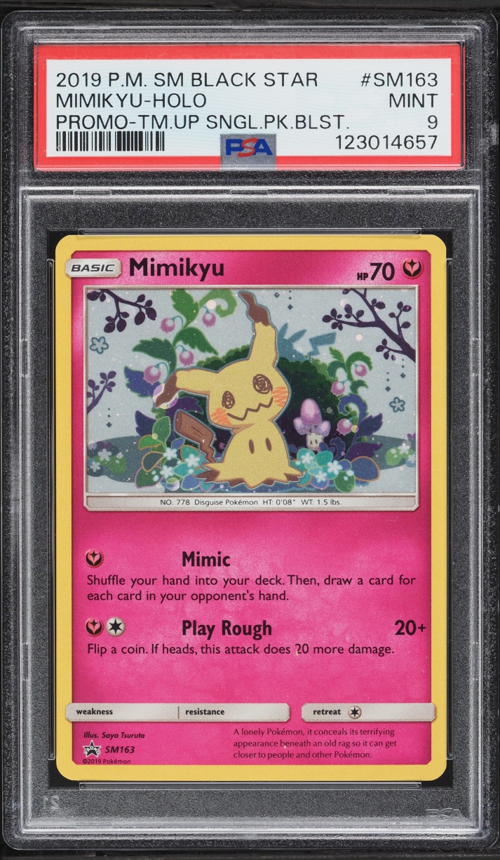2019 Pokemon Sun & Moon Black Star Promo Team Up Holo Mimikyu #SM163 PSA 9 MINT