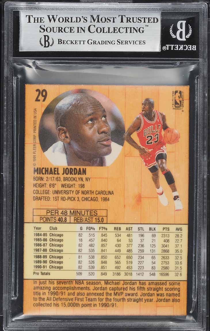 1991 Fleer 3-D Wrapper Redemption Michael Jordan #29 BGS 9 MINT